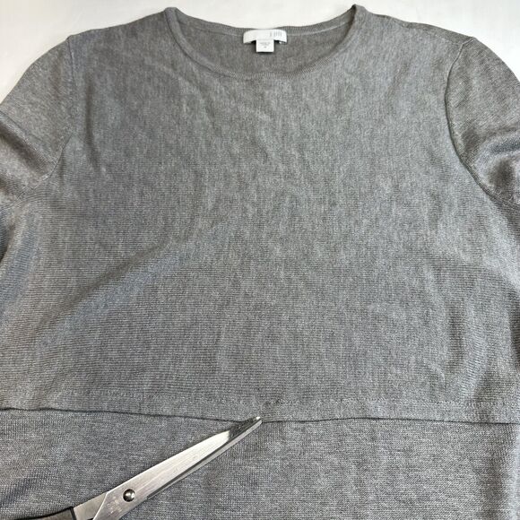 J Jill Tunic Sweater Womens Medium Gray Long Knit Top Wool Blend Side Slits - Picture 8 of 9